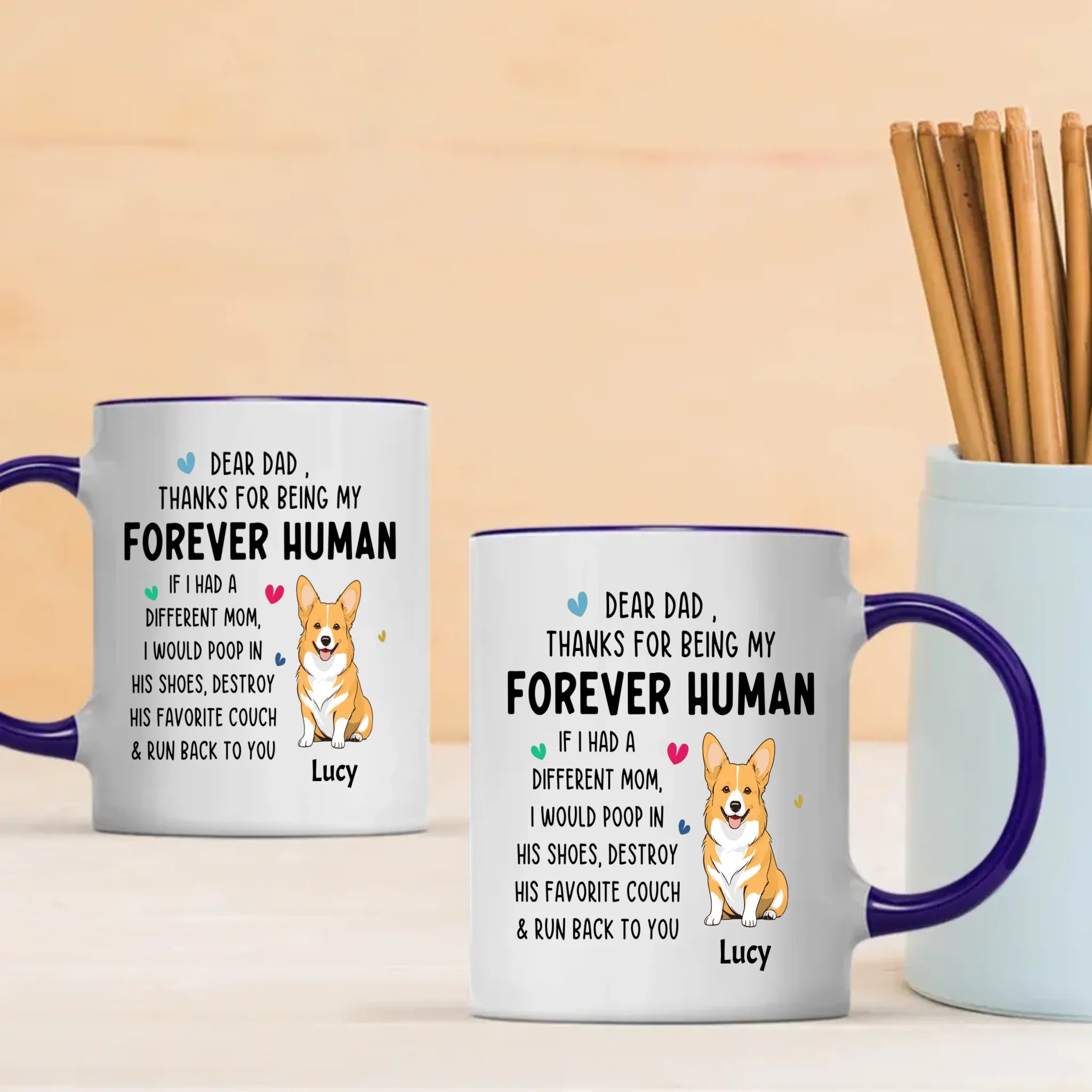 Tailored Dog Clipart Mug - Dear Dad, Thanks For Being My Forever Human - 89Prints