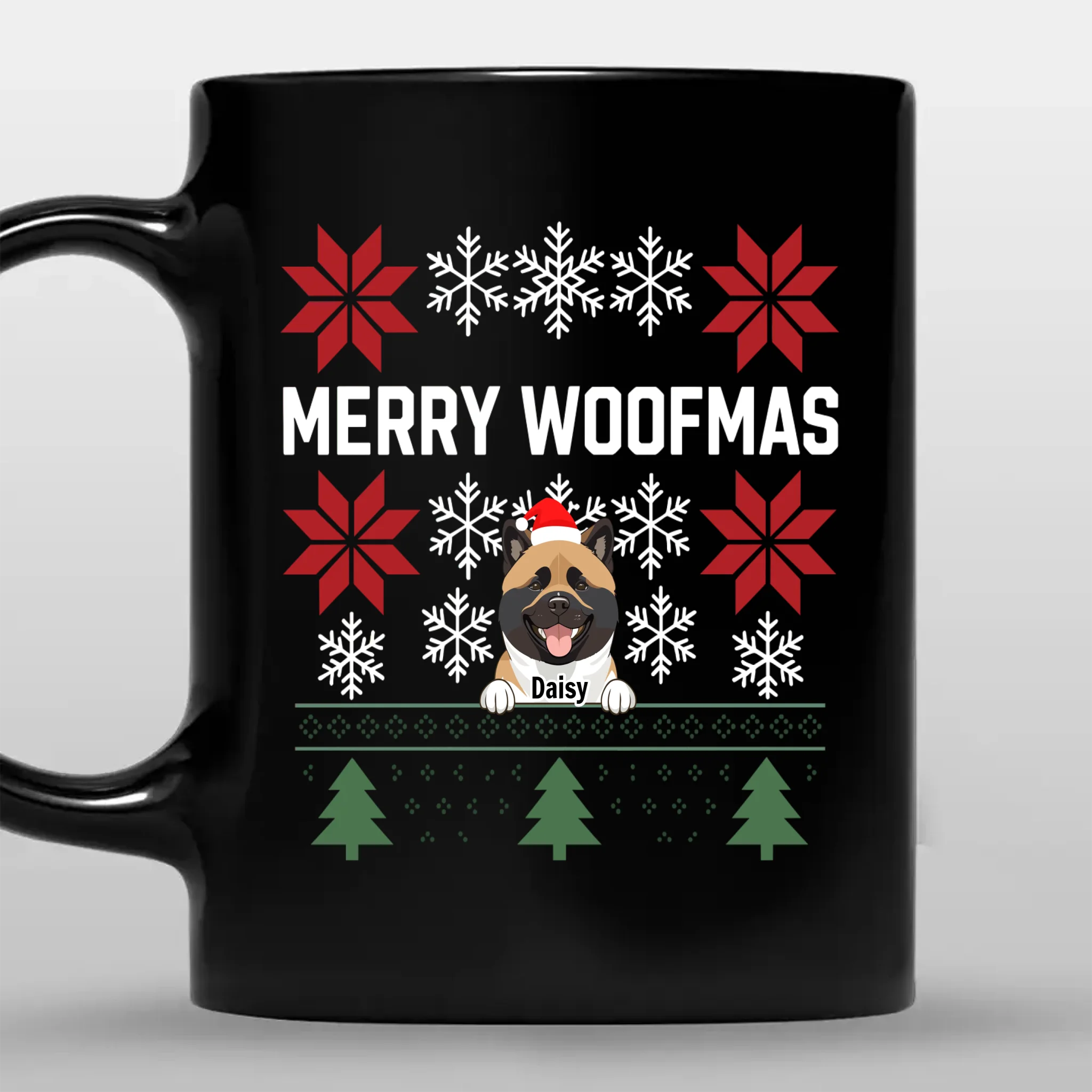 Bespoke Christmas Dog Mug - Merry Woofmas With Custom Dog Name & Clipart - 89Prints