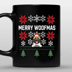 Bespoke Christmas Dog Mug - Merry Woofmas With Custom Dog Name & Clipart - 89Prints