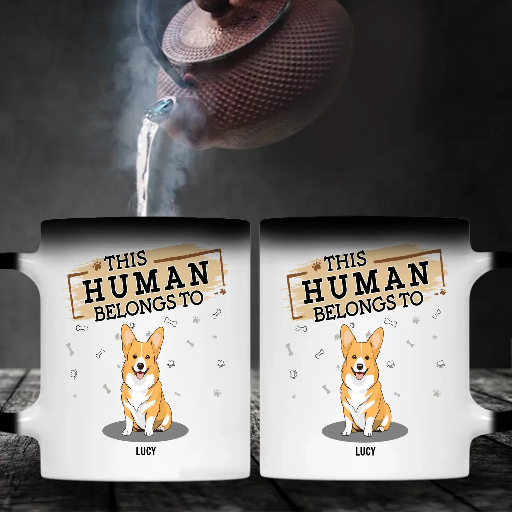 Individualized Dog Themed Mug - This Human Belongs To (Custom Dog Name) - 89Prints