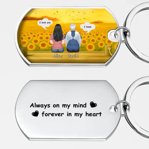 Always On My Mind Sunflower Memorial Grandparents Keychain - Personalized Illustration & Name Remembrance - 89Prints