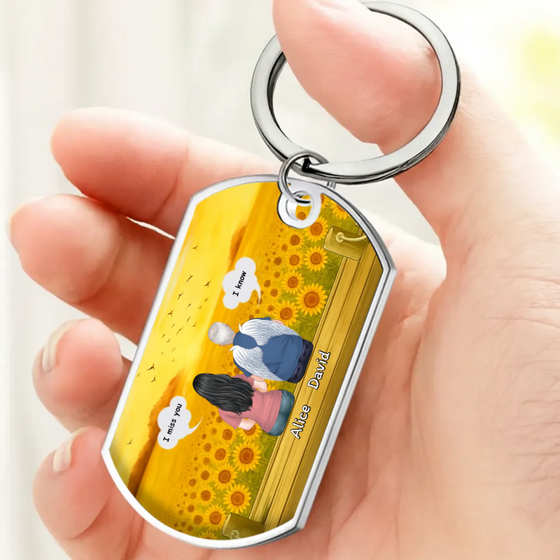 Always On My Mind Sunflower Memorial Grandparents Keychain - Personalized Illustration & Name Remembrance - 89Prints