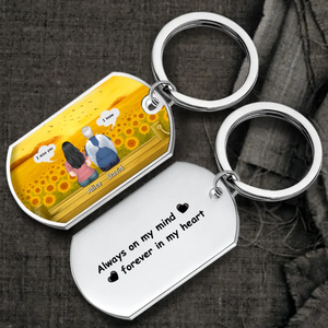 Always On My Mind Sunflower Memorial Grandparents Keychain - Personalized Illustration & Name Remembrance - 89Prints