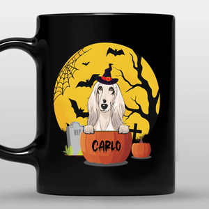 Heartfelt Personalized Halloween Dog Mug – Custom With Pumpkin & Moon Design – 89Prints