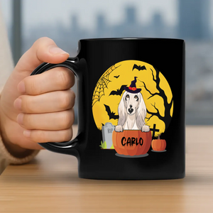 Heartfelt Personalized Halloween Dog Mug – Custom With Pumpkin & Moon Design – 89Prints