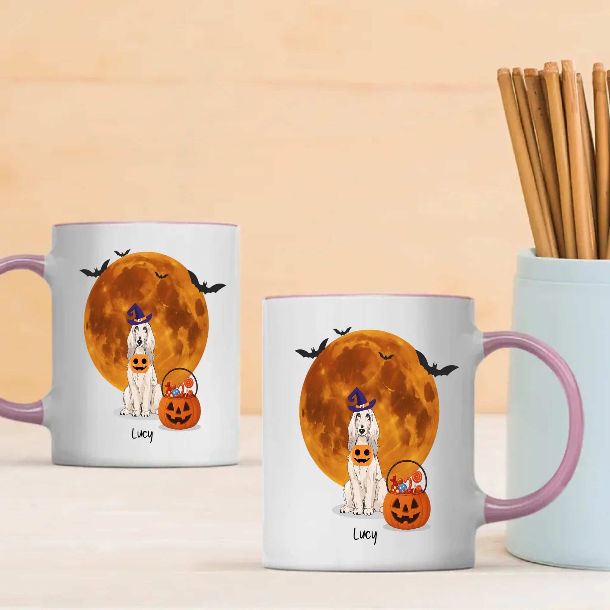 One-of-a-kind Halloween Dog Mug - Custom With Dog Name & Clipart - 89Prints