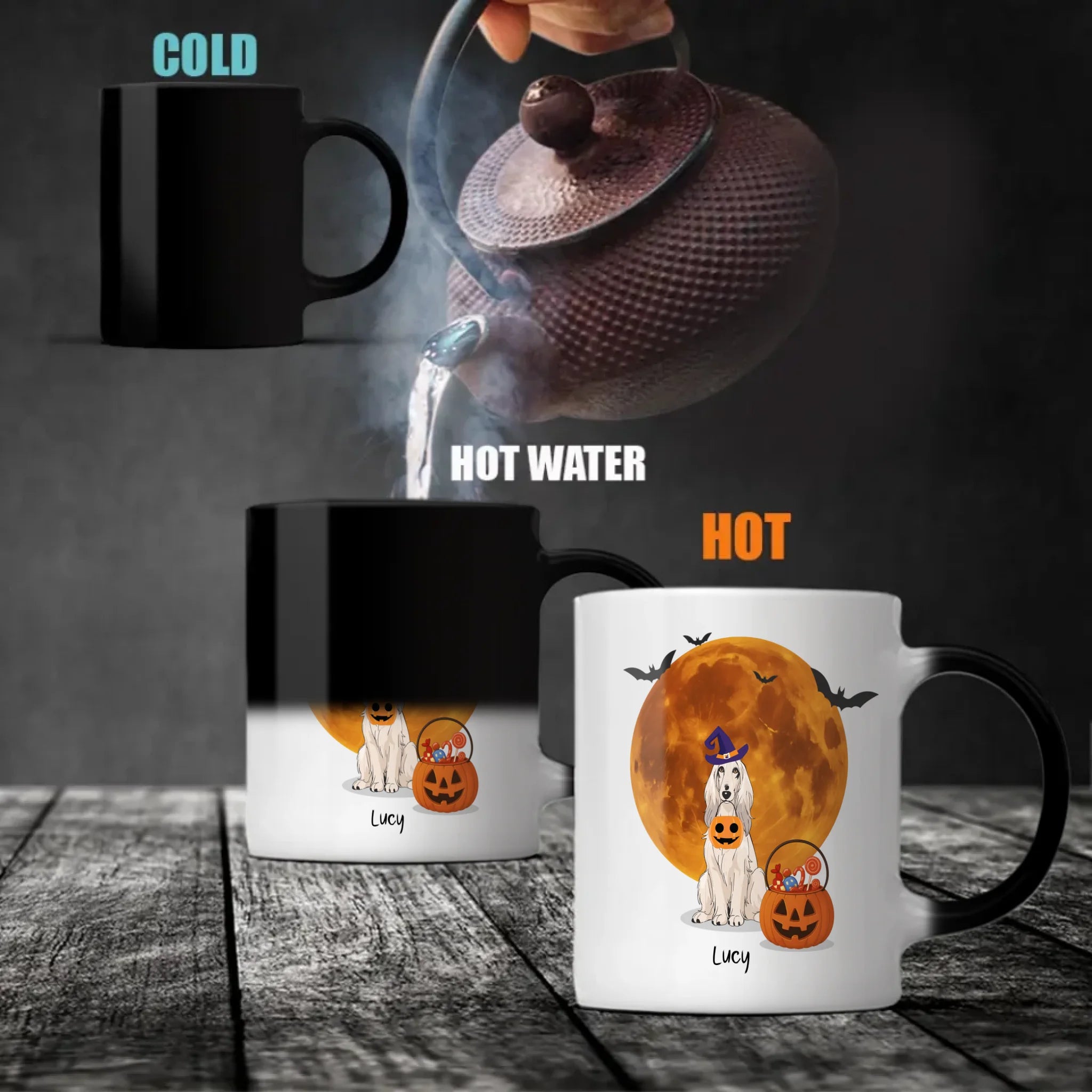 One-of-a-kind Halloween Dog Mug - Custom With Dog Name & Clipart - 89Prints