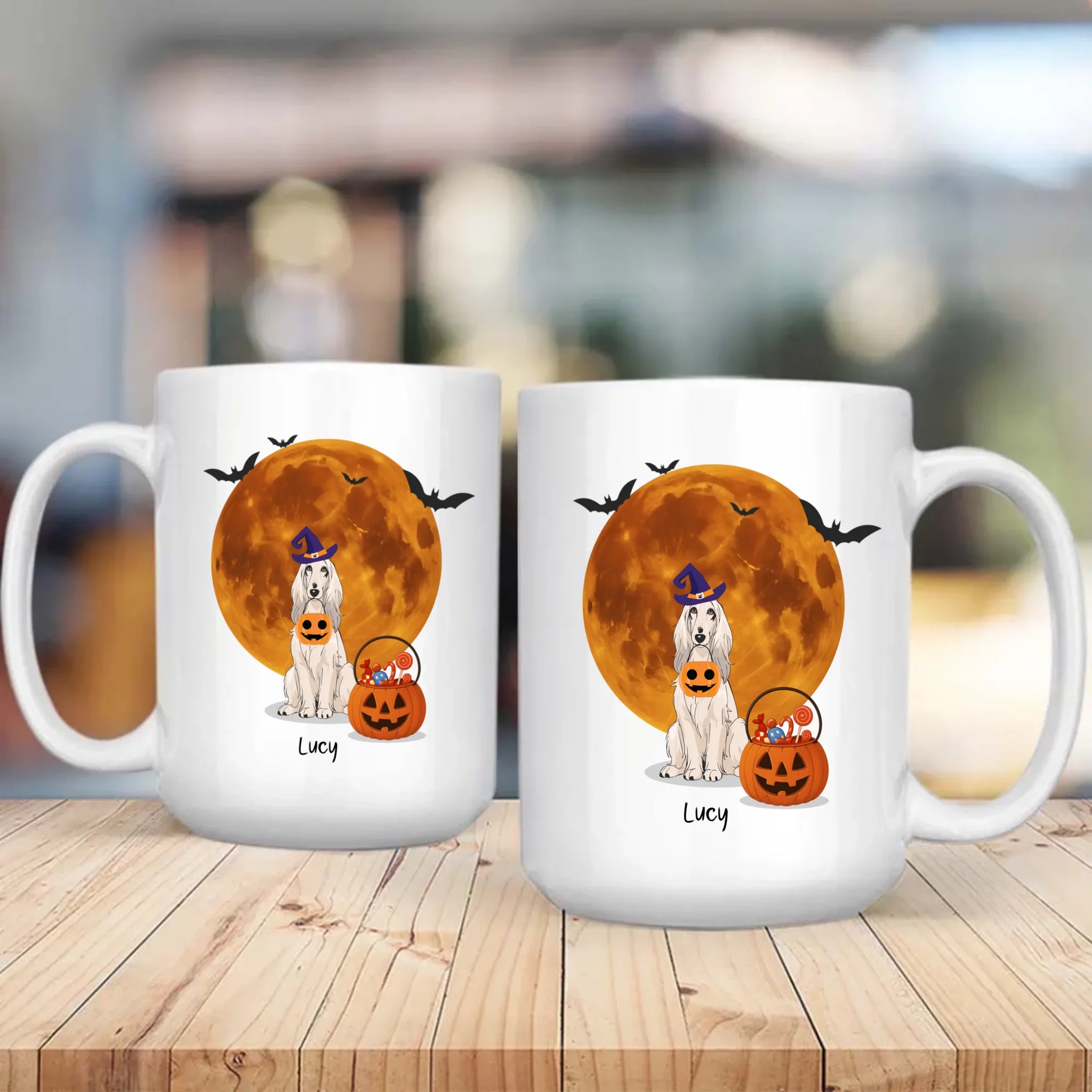 One-of-a-kind Halloween Dog Mug - Custom With Dog Name & Clipart - 89Prints