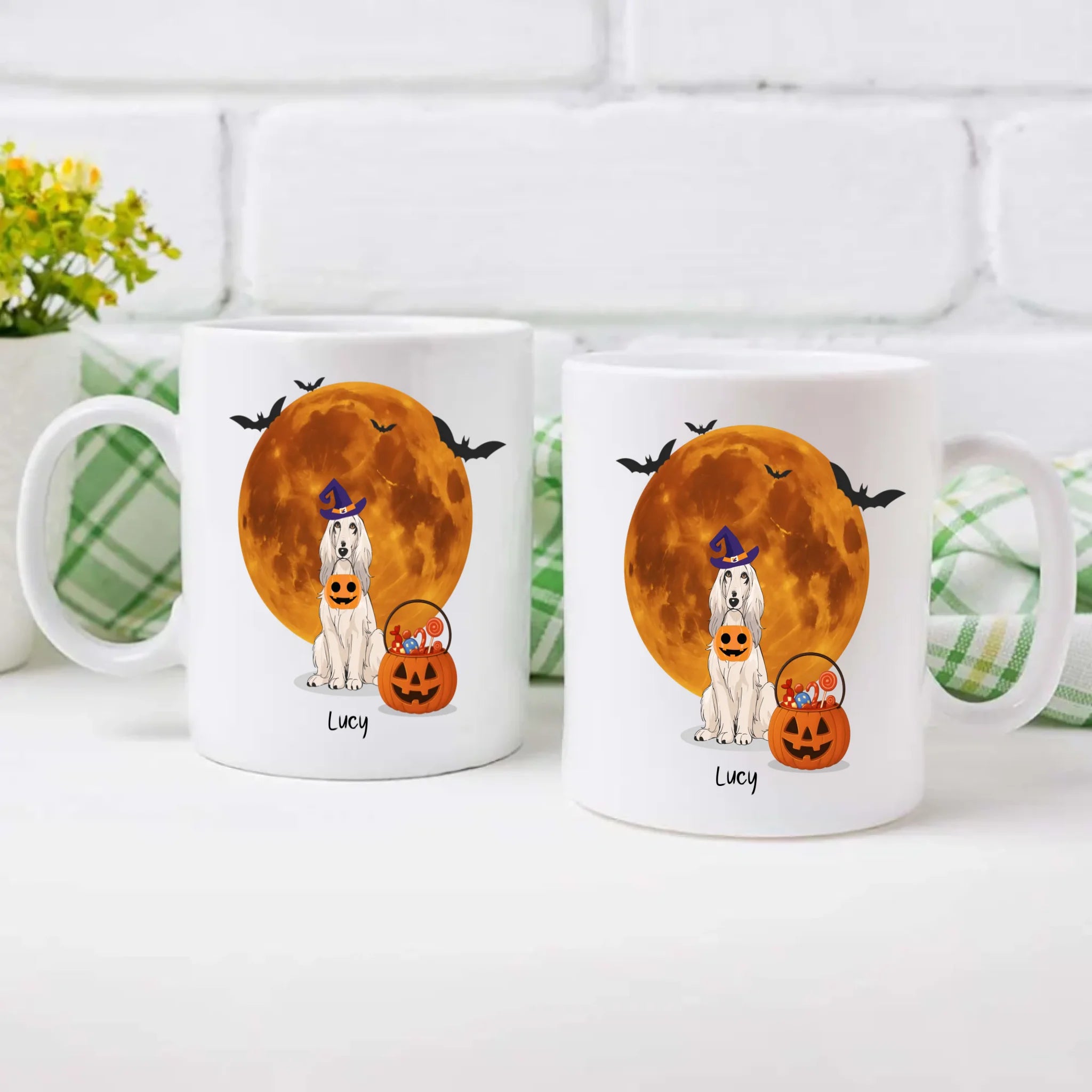 One-of-a-kind Halloween Dog Mug - Custom With Dog Name & Clipart - 89Prints