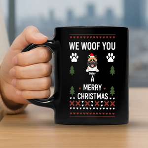 Bespoke Christmas Dog Mug – Custom “We Woof You, Merry Christmas” Mug – 89Prints