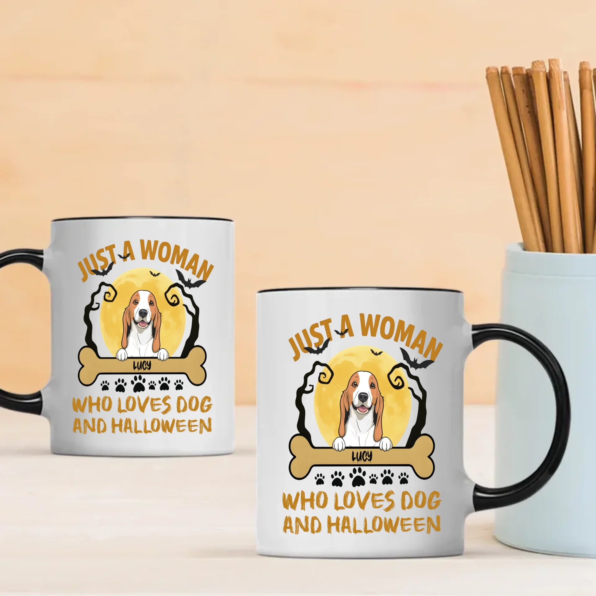 Heartfelt Dog Lover Mug - Just A Woman, Who Loves Dog And Halloween - 89Prints