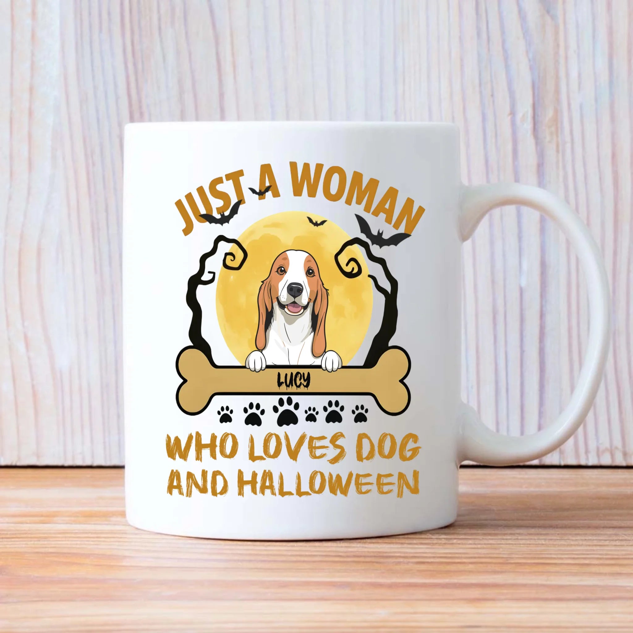 Heartfelt Dog Lover Mug - Just A Woman, Who Loves Dog And Halloween - 89Prints