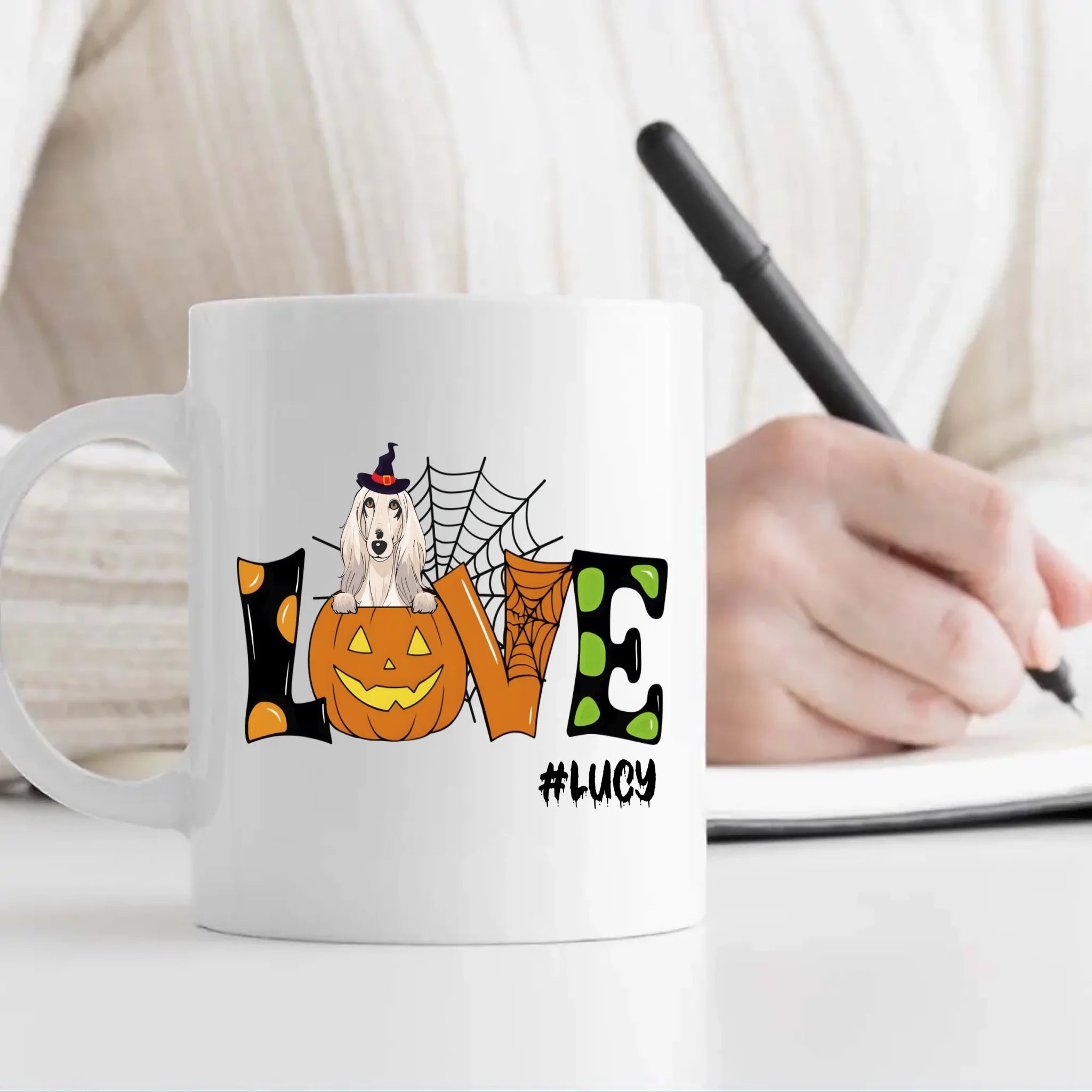 Thoughtful Halloween Cute Dog Mugs - Custom With Dog Name & Clipart - 89Prints