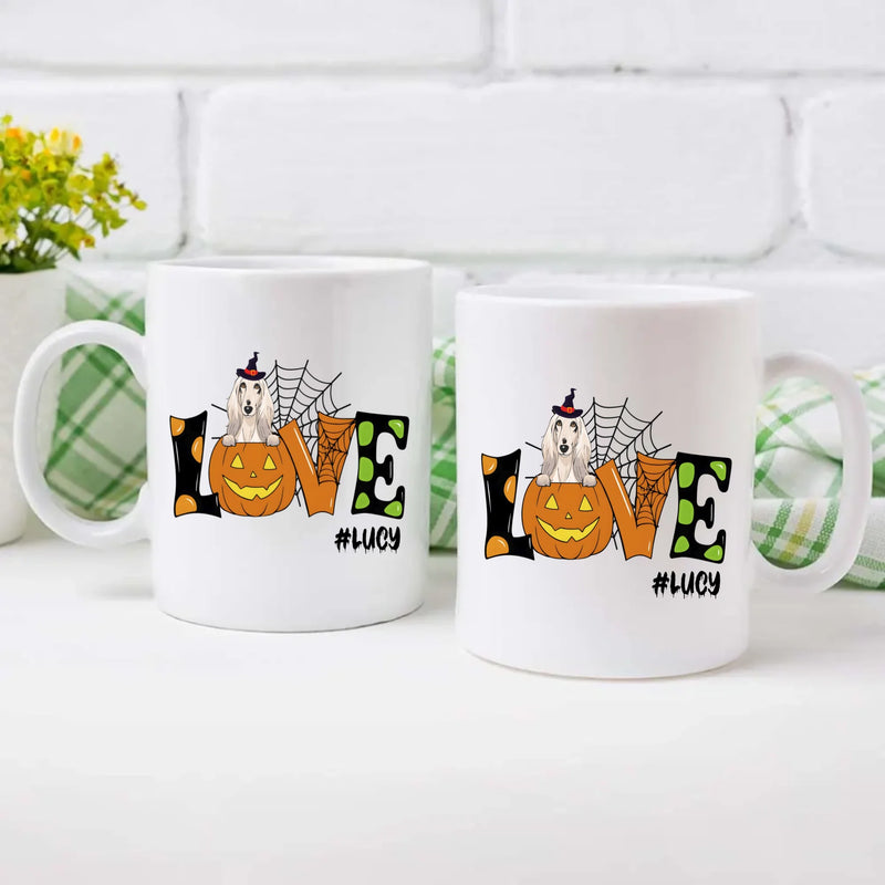 Thoughtful Halloween Cute Dog Mugs - Custom With Dog Name & Clipart - 89Prints