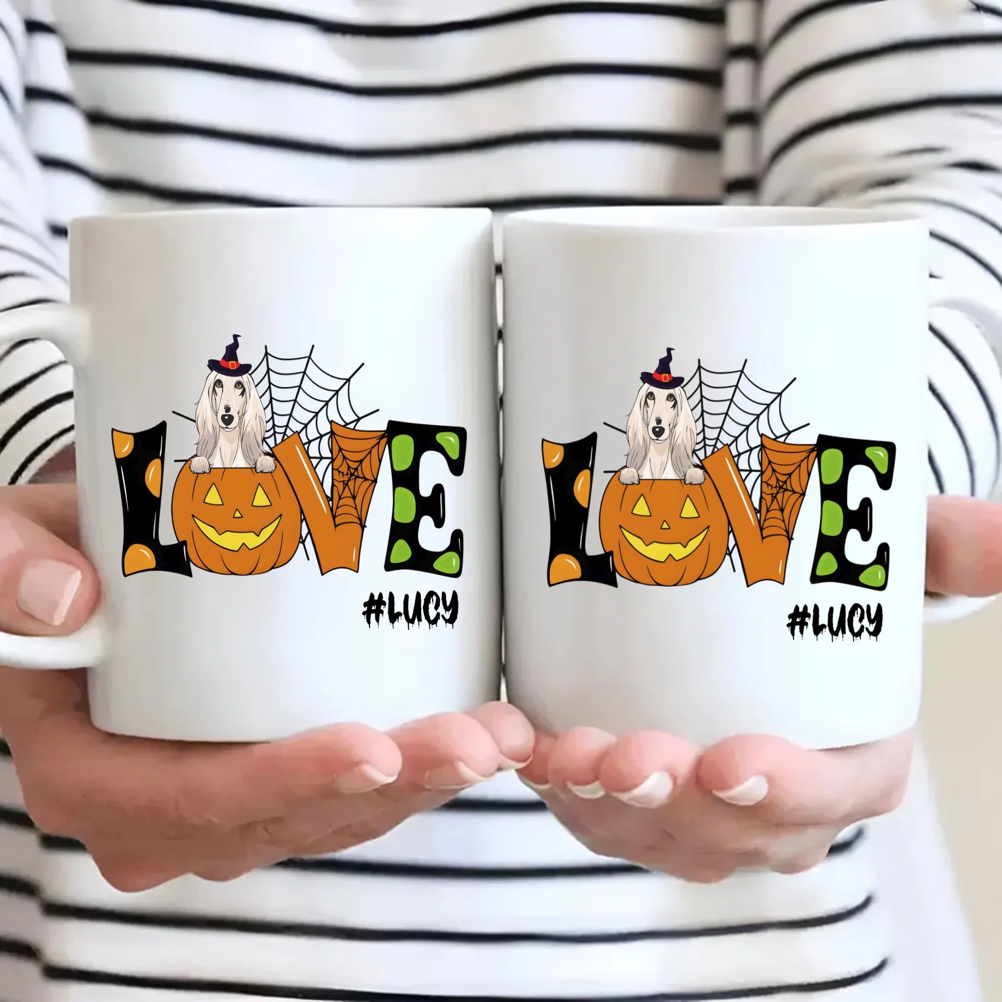 Thoughtful Halloween Cute Dog Mugs - Custom With Dog Name & Clipart - 89Prints