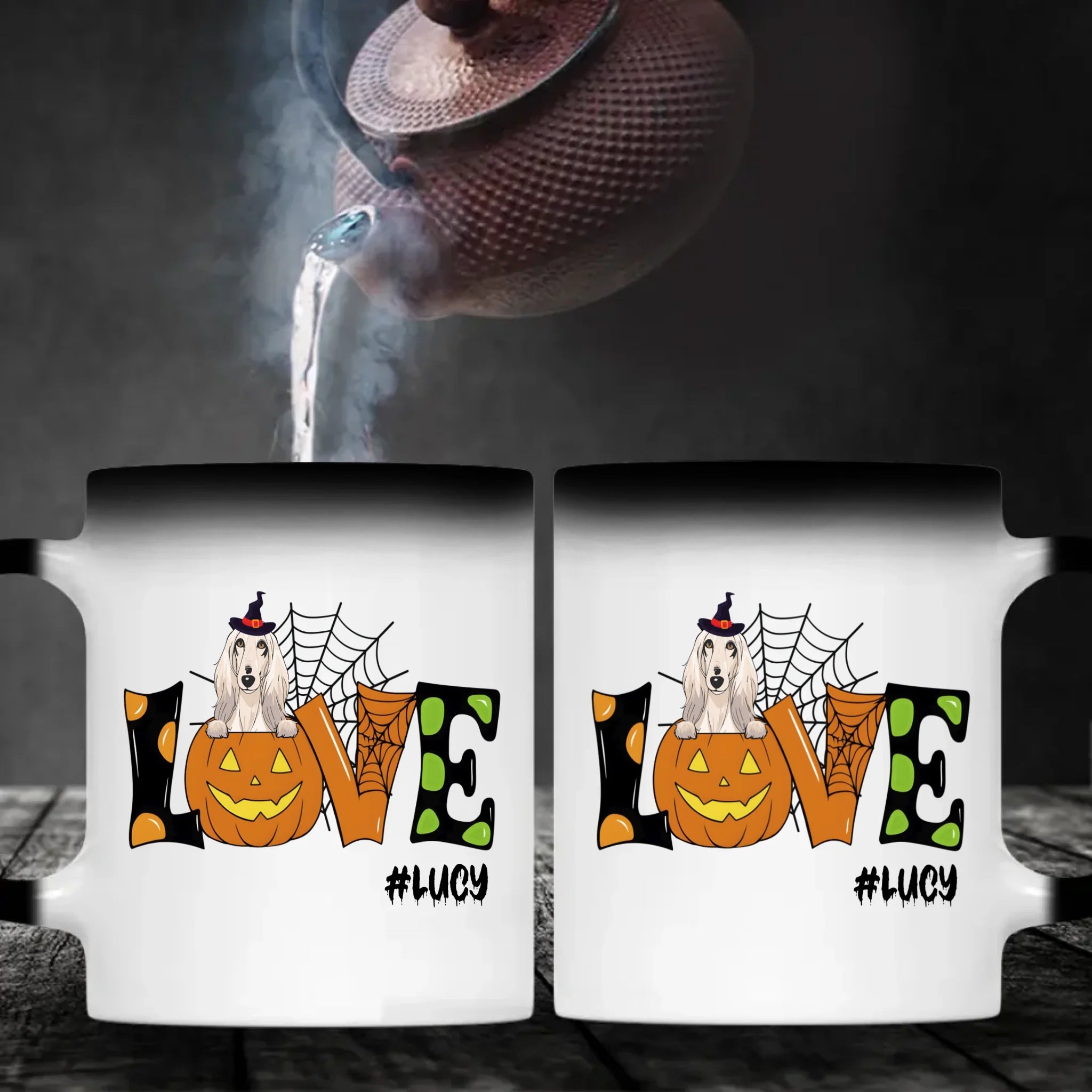 Thoughtful Halloween Cute Dog Mugs - Custom With Dog Name & Clipart - 89Prints