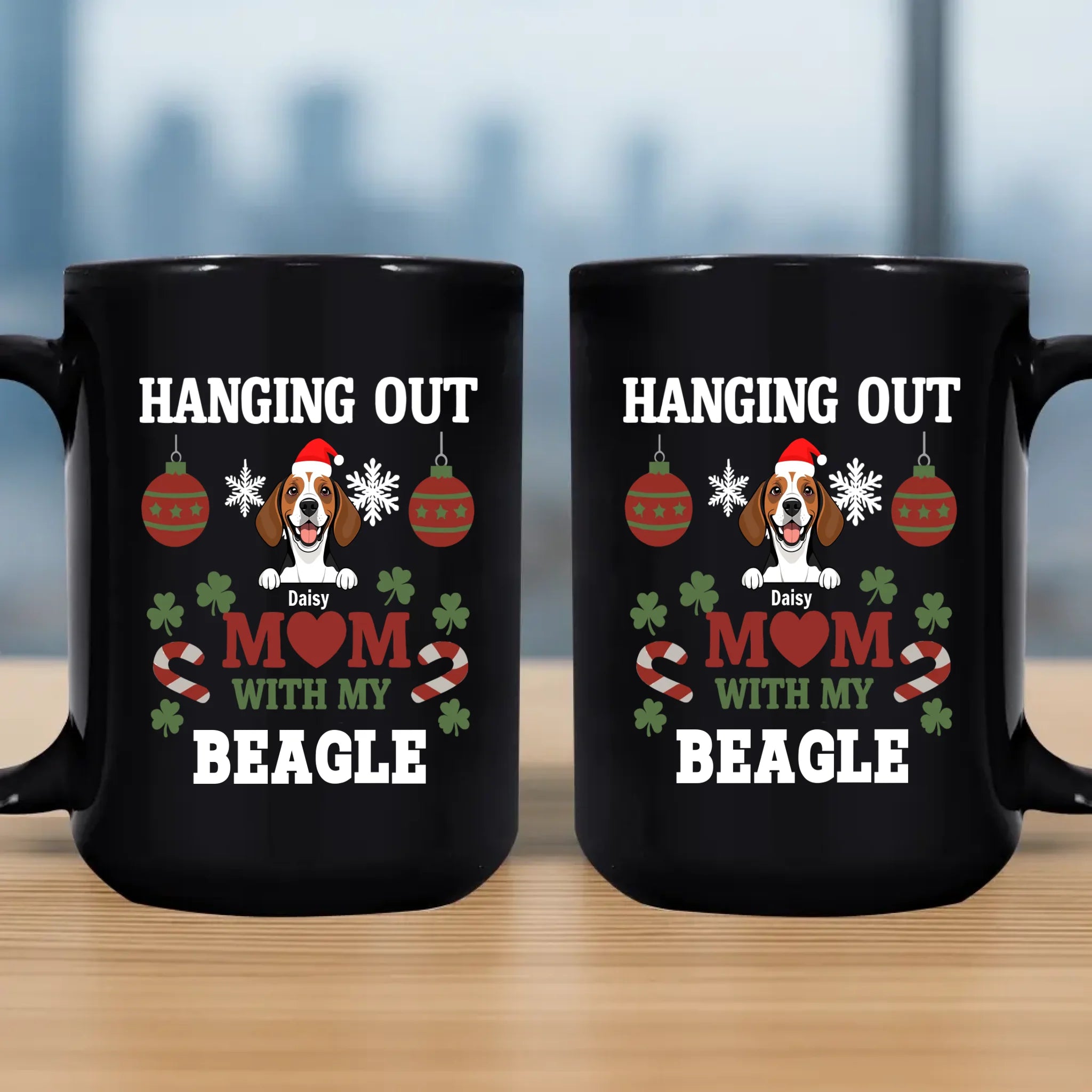 Sentimental Personalized Christmas Dog Mug – Hanging Out With Mom & My Beagle – 89Prints