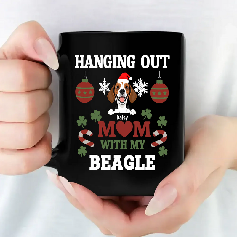 Sentimental Personalized Christmas Dog Mug – Hanging Out With Mom & My Beagle – 89Prints