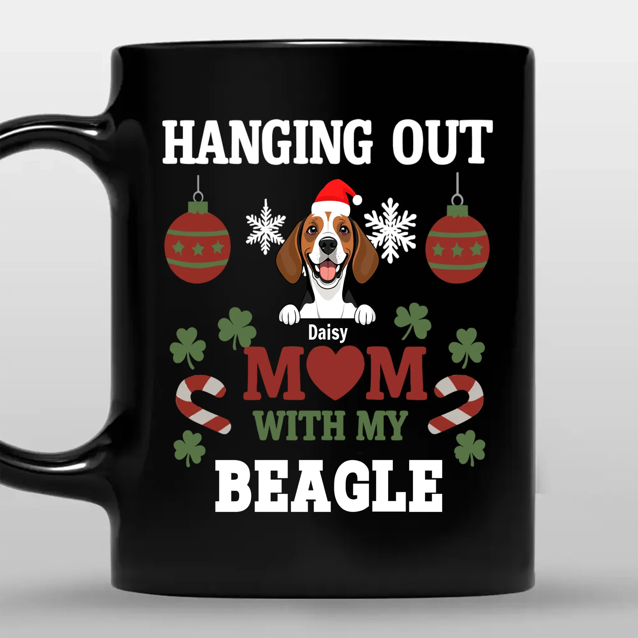 Sentimental Personalized Christmas Dog Mug – Hanging Out With Mom & My Beagle – 89Prints