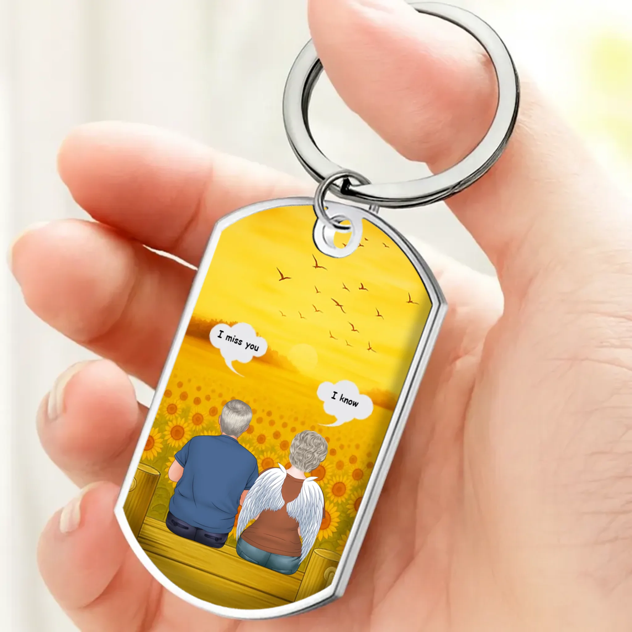 Personalized Grandparents Angel Memorial Keychain With Custom Names – I Believe In Angel Because Of You Quote – 89Prints