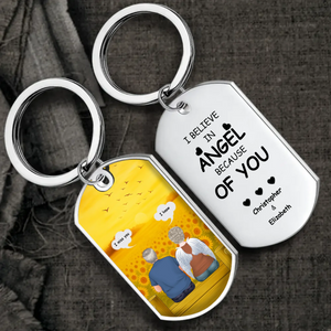 Personalized Grandparents Angel Memorial Keychain With Custom Names – I Believe In Angel Because Of You Quote – 89Prints