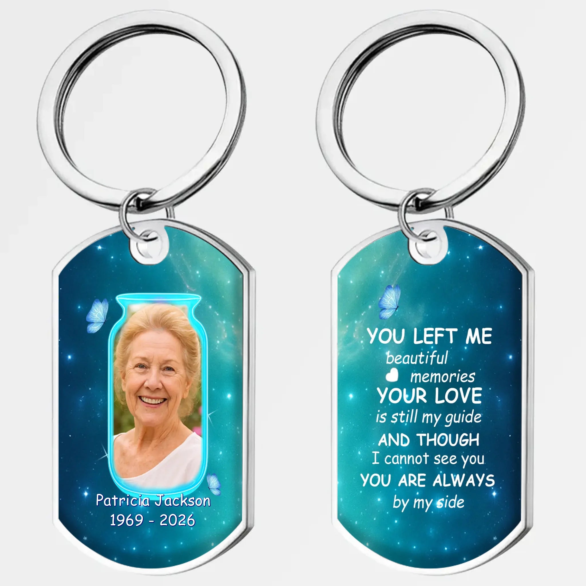 Your Love Is Still My Guide - Signature Photo Memorial Grandparents Keychain With Names And Dates - 89Prints