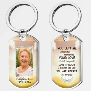 You Left Me Beautiful Memories Remembrance Keepsake - Unique Grandparents Angel Wings Photo Memorial Keychain - 89Prints