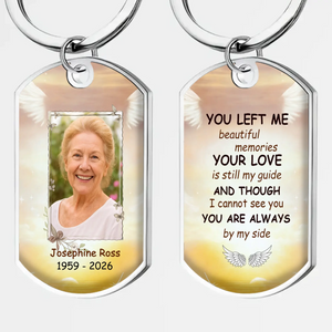 You Left Me Beautiful Memories Remembrance Keepsake - Unique Grandparents Angel Wings Photo Memorial Keychain - 89Prints