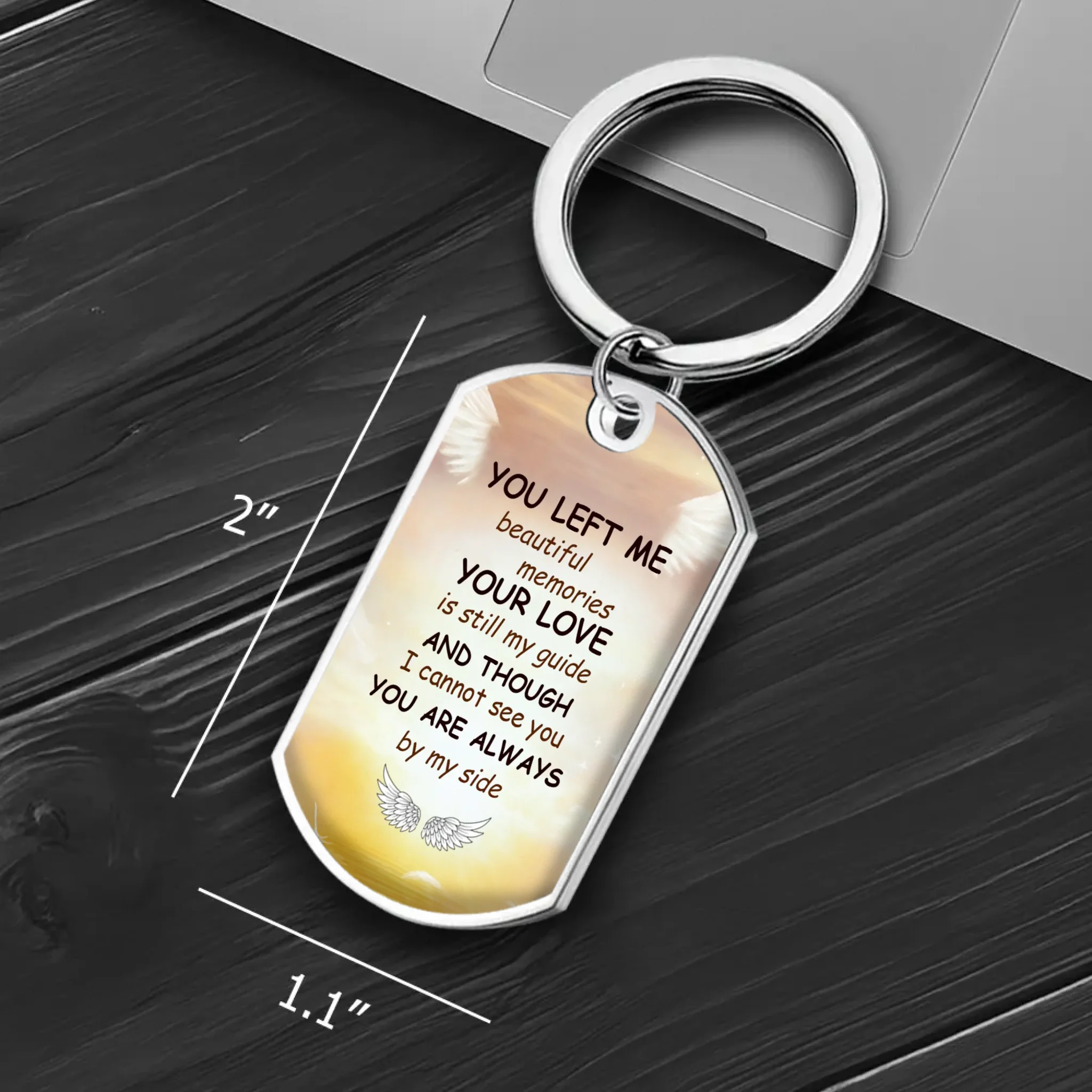 You Left Me Beautiful Memories Remembrance Keepsake - Unique Grandparents Angel Wings Photo Memorial Keychain - 89Prints