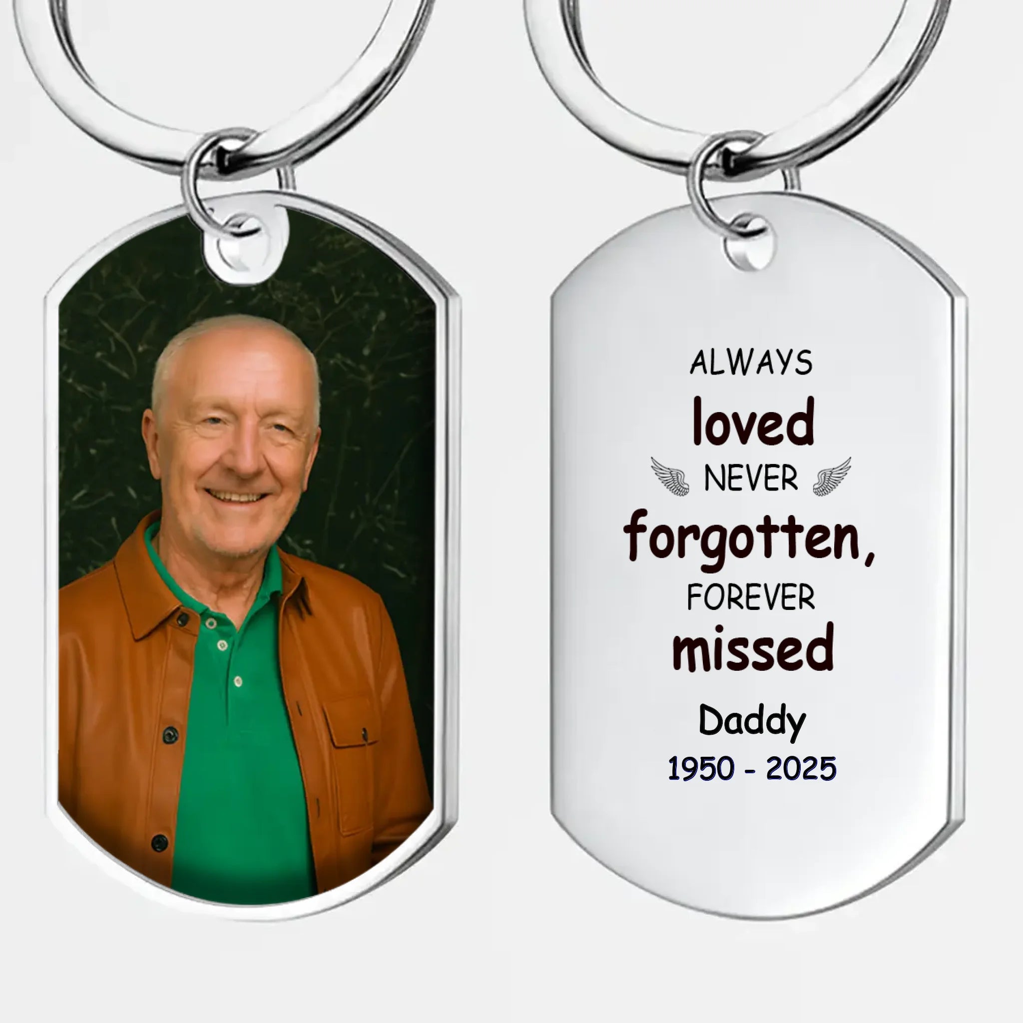 Customized Photo Remembrance Grandparents Keychain - Always Loved, Never Forgotten, Forever Missed Special Keepsake - 89Prints