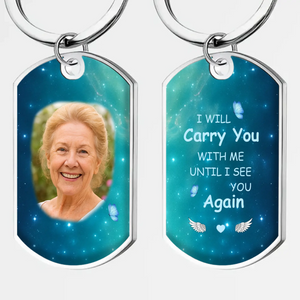 Personalized Starry Sky Photo Remembrance Grandparents Keychain - I Will Carry You With Me - 89Prints
