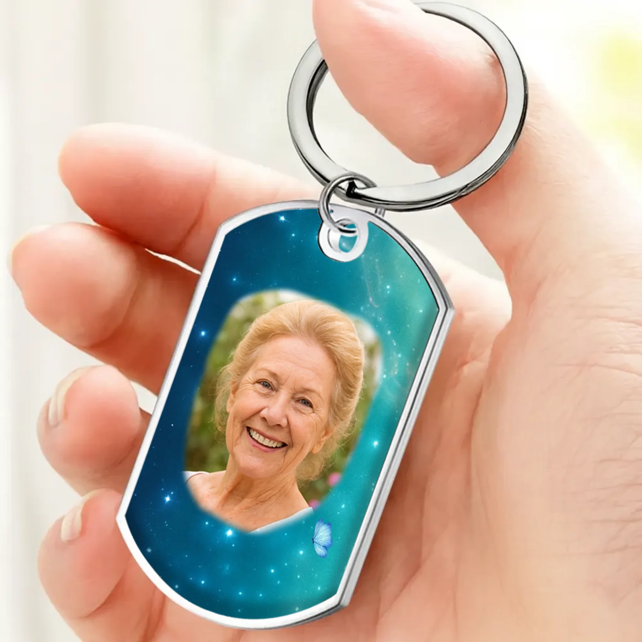 Personalized Starry Sky Photo Remembrance Grandparents Keychain - I Will Carry You With Me - 89Prints