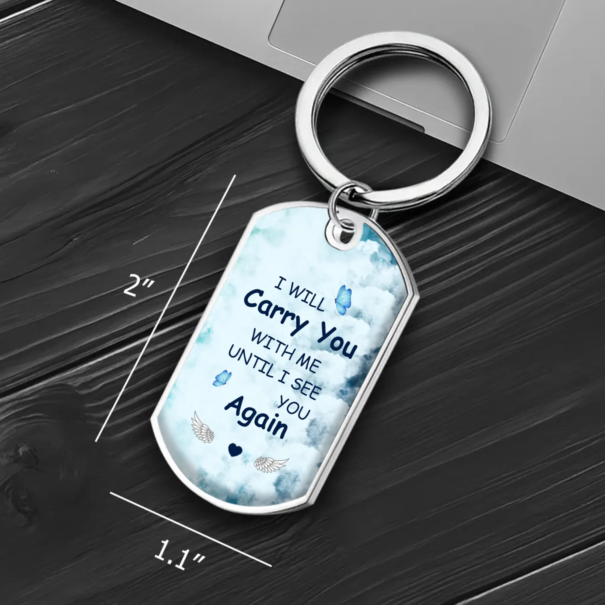 Exclusive Cloud Heart Thoughtful Photo Grandparents Keychain - Carry You Forever Quote - 89Prints