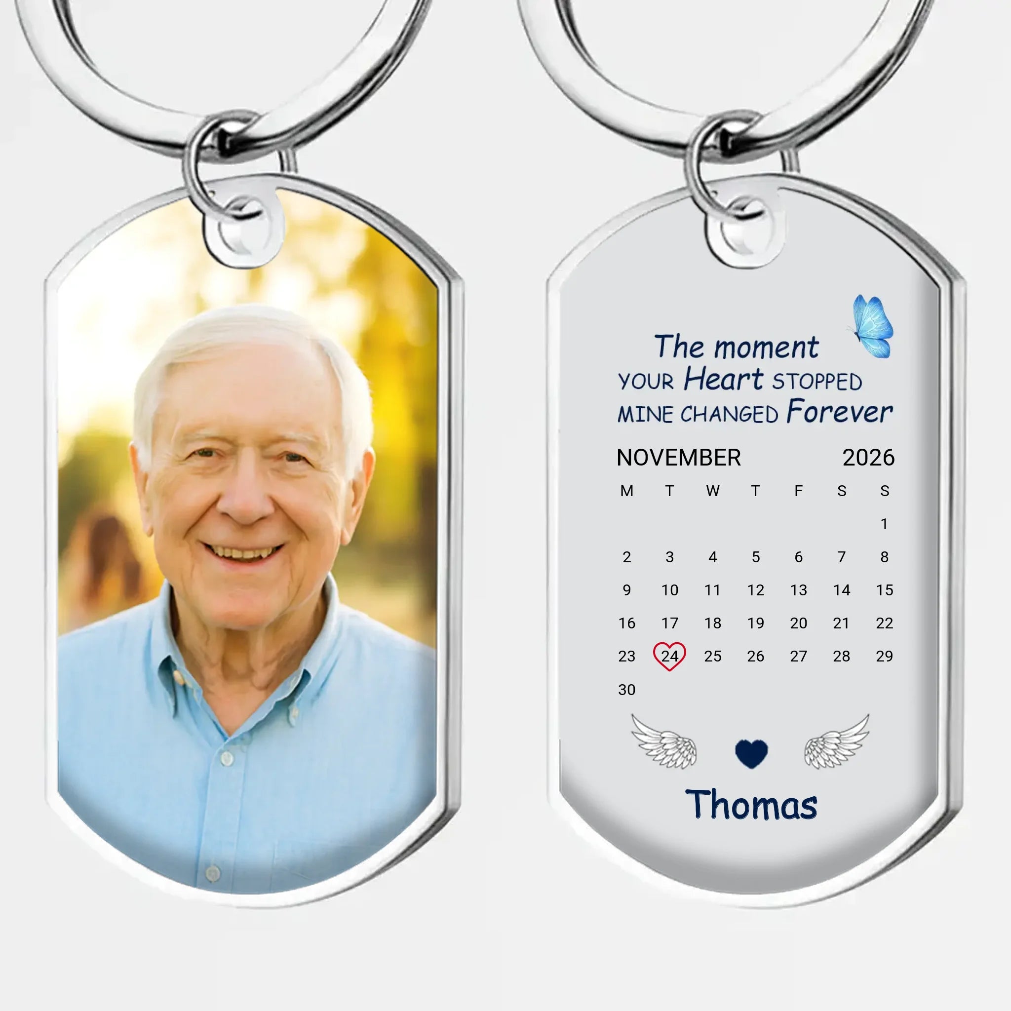 Bespoke In Loving Memory Calendar Grandparents Keychain - The Moment Your Heart - 89Prints