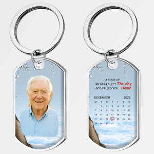 Individualized Heavenly Journey Memorial Calendar Grandparents Keychain - Custom Quote & Photo - 89Prints