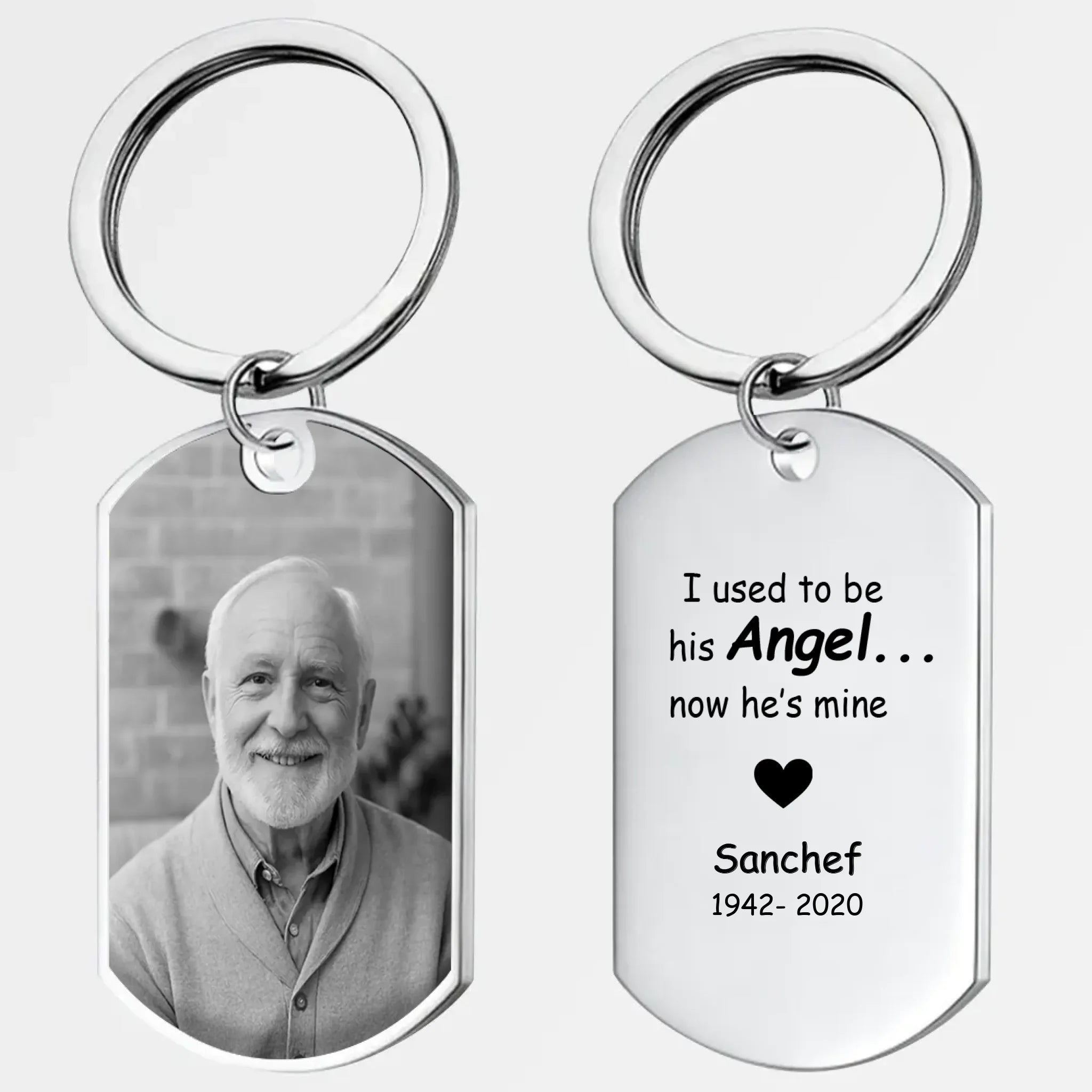 Exclusive Used To Be His Angle Heartfelt Grandparents Keychain - Custom Photo & Name Engraved  - 89Prints