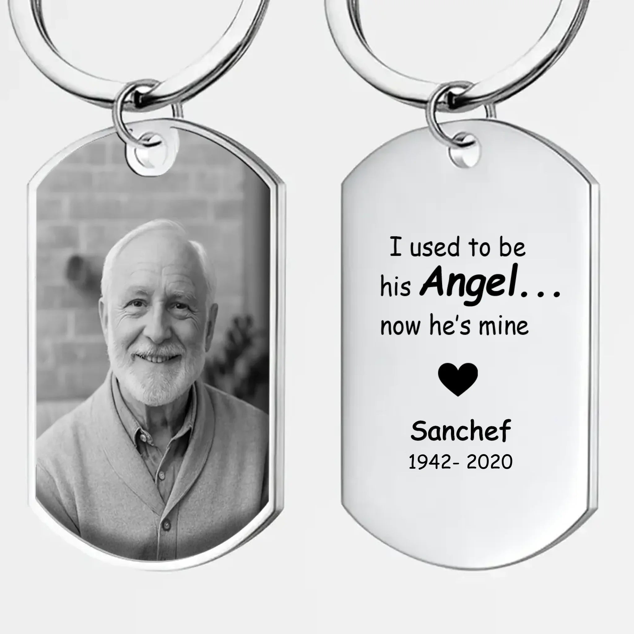 Exclusive Used To Be His Angle Heartfelt Grandparents Keychain - Custom Photo & Name Engraved  - 89Prints