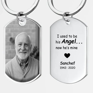 Exclusive Used To Be His Angle Heartfelt Grandparents Keychain - Custom Photo & Name Engraved  - 89Prints