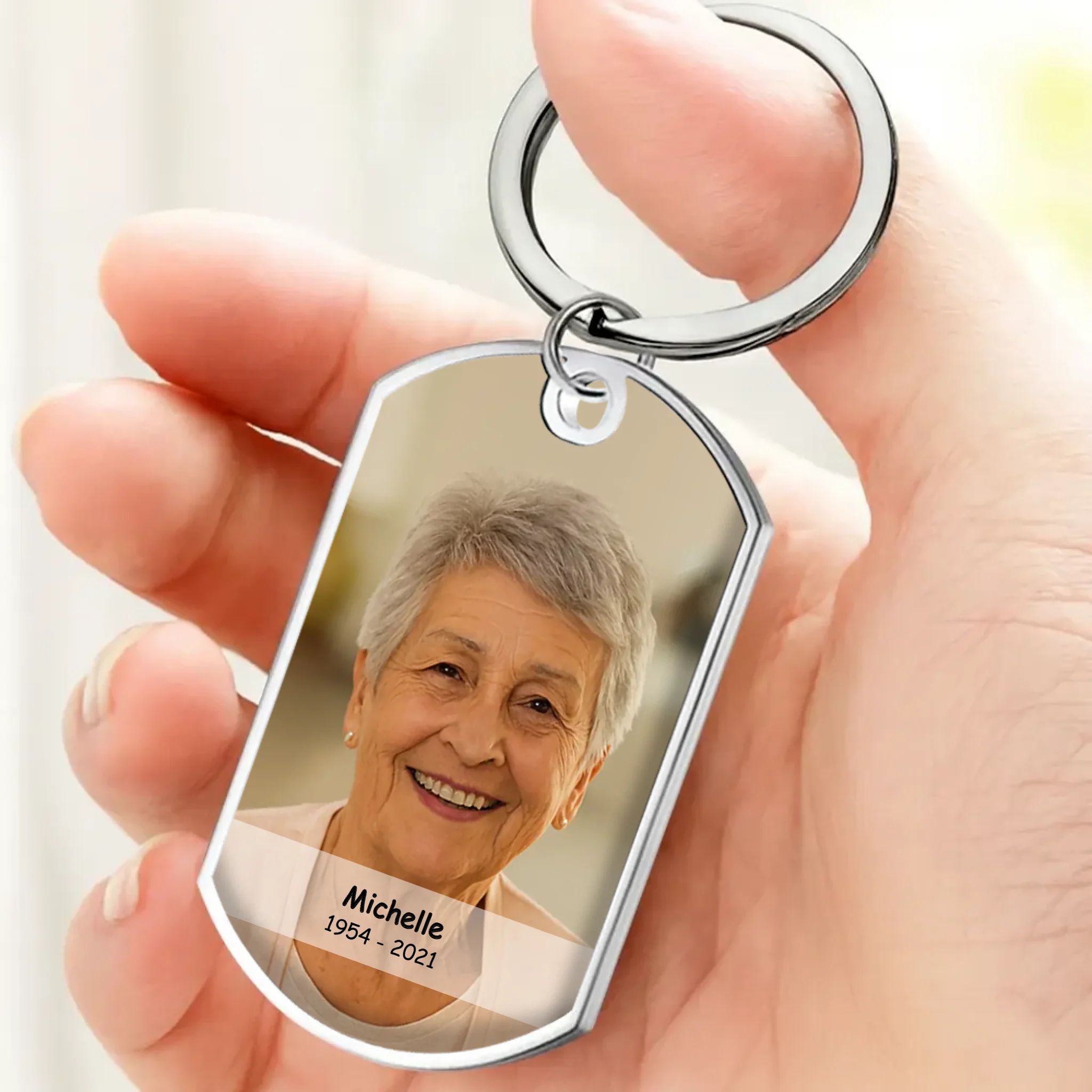 Signature Missing You In My Heart Photo Keepsake Grandparents Keychain - Engraved On One Side - 89Prints