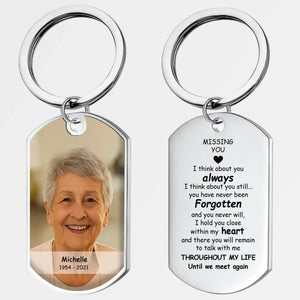 Signature Missing You In My Heart Photo Keepsake Grandparents Keychain - Engraved On One Side - 89Prints