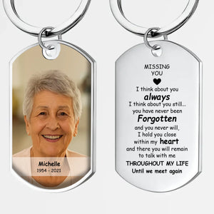 Signature Missing You In My Heart Photo Keepsake Grandparents Keychain - Engraved On One Side - 89Prints