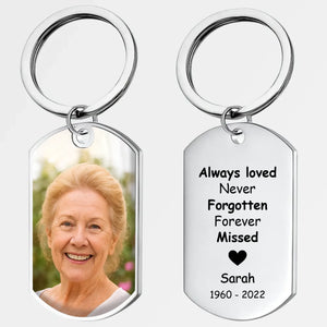 Bespoke Cherished Forever Memorial Photo Grandparents Keychain – Engraved Name and Yearside - 89Prints