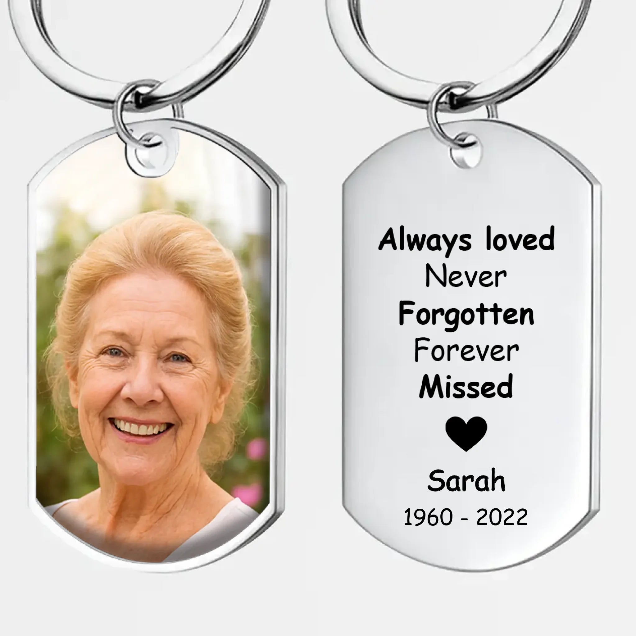 Bespoke Cherished Forever Memorial Photo Grandparents Keychain – Engraved Name and Yearside - 89Prints