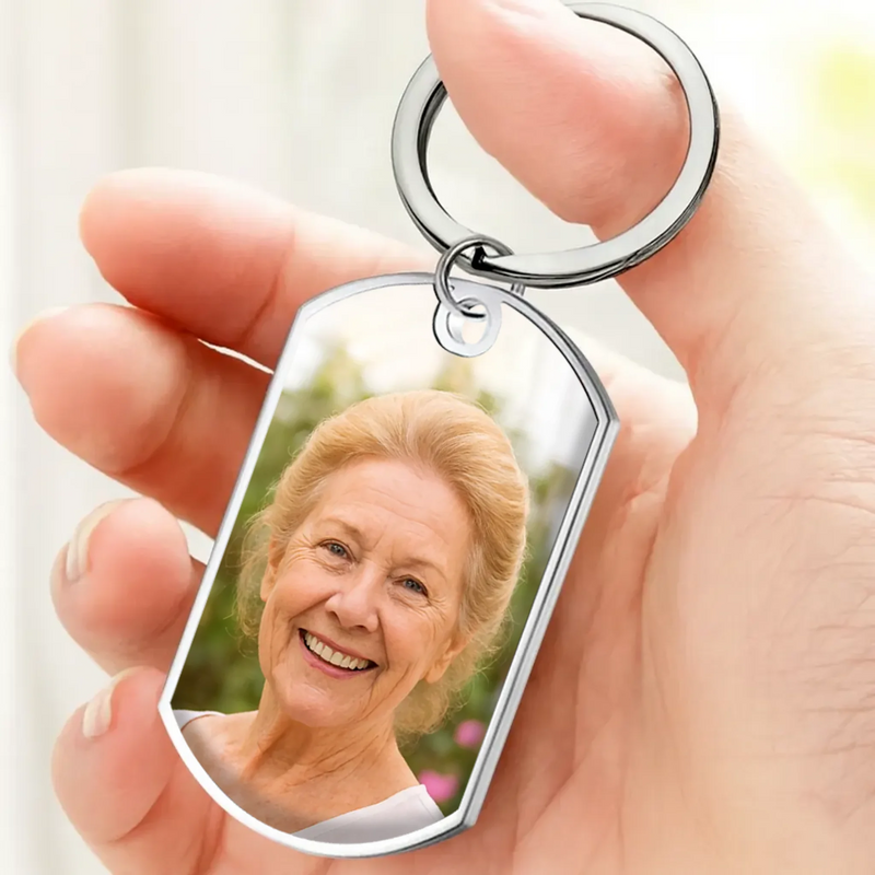 Bespoke Cherished Forever Memorial Photo Grandparents Keychain – Engraved Name and Yearside - 89Prints