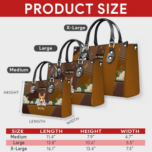 Custom Dog Art & Names for Dog Sitters - Vintage Rose Leather Handbag - 89Prints