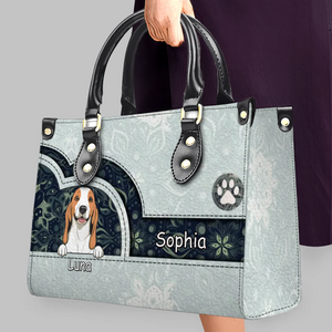 Elegant Light Green Paisley Handbag - Custom Multi-Pet Art & Names - 89Prints
