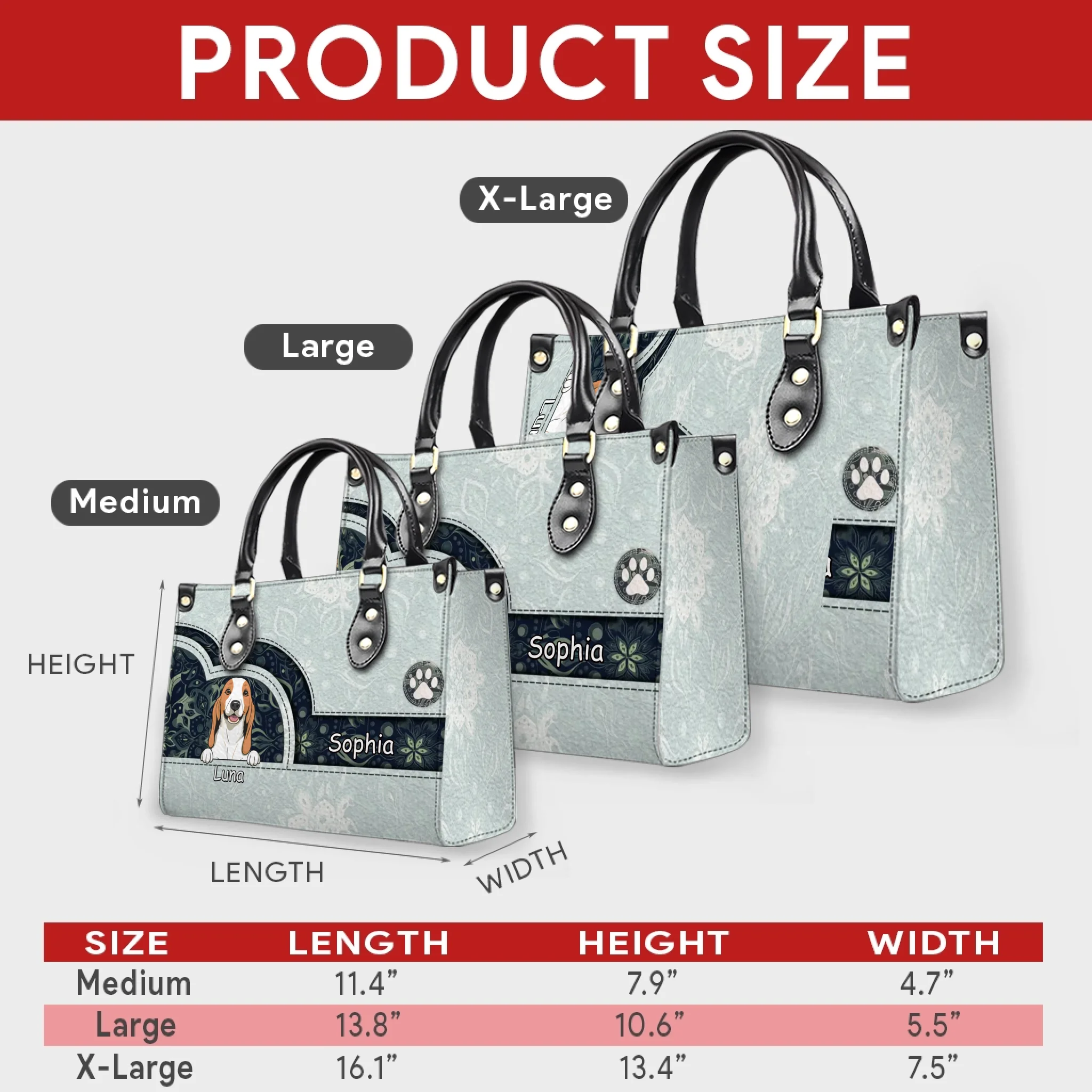 Elegant Light Green Paisley Handbag - Custom Multi-Pet Art & Names - 89Prints