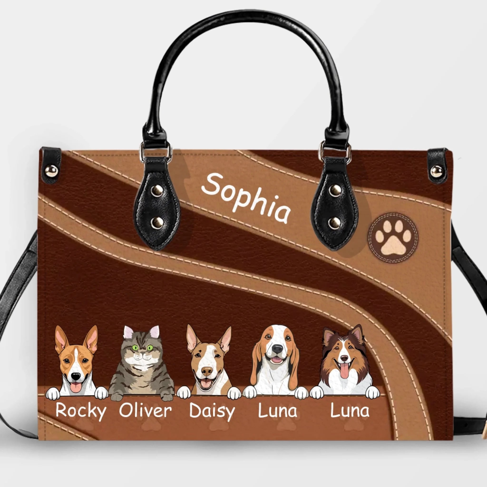 Elegant Custom Pet Handbag – Personalized Fur Baby Leather Bag - 89Prints