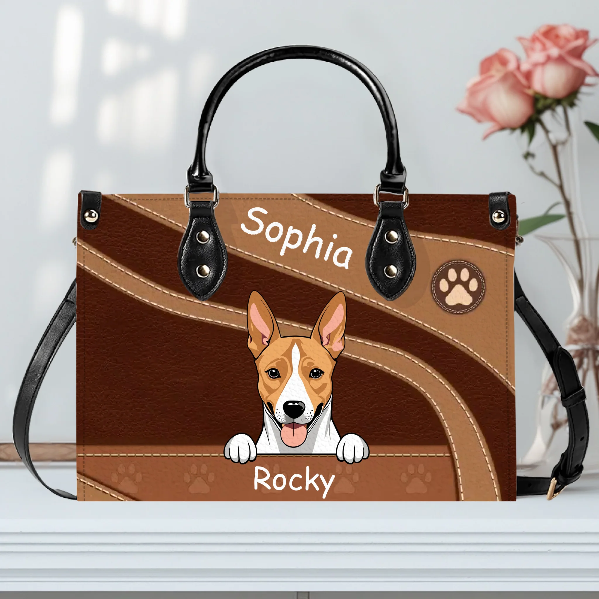 Customized Handbags With Name – Fur Baby Leather HandBag For Dog Groomers- 89Prints