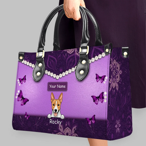 Floral & Artistic Patterned Leather Handbag – Individualized Multiple Pet Arts and Names - 89Prints